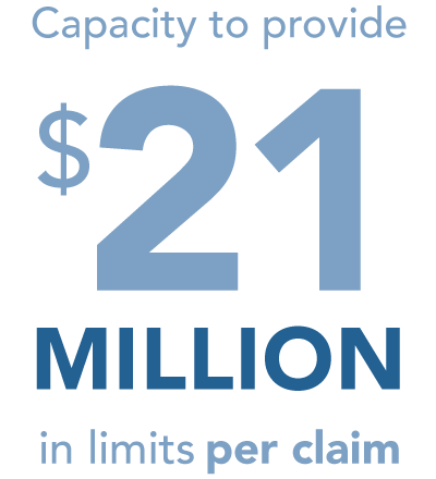 Capacity to provide $21 MILLION in limits per claim